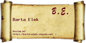 Barta Elek névjegykártya